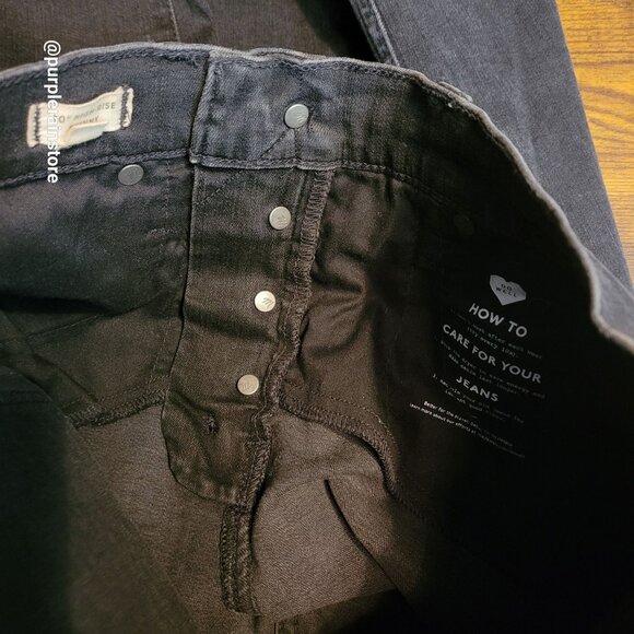 Madewell Jeans 26 Button Fly 10" Hi Rise Skinny Tummy Control Black Wash Denim - Picture 4 of 11